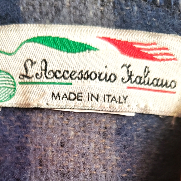 L'Accessorio Italiano Blues Grey Chek Tassle Cashmere Wool Fall Super Soft Woman - Picture 7 of 7